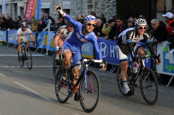 Nacer Bouhanni (FDJ) celebrates victory in stage 2 at Etoile de Bess&egrave;ges