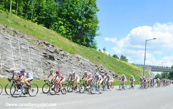The peloton makes it way through the hills of Gatineau, Quebec.