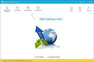 A screenshot of the EaseUS Todo Backup tool showing how to backup Windows 10