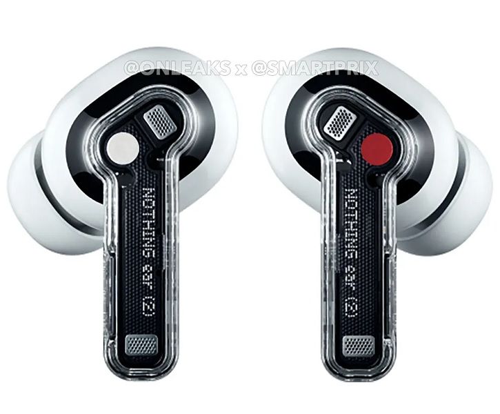 Leaked renders of the Nothing Ear (2) outside the case.