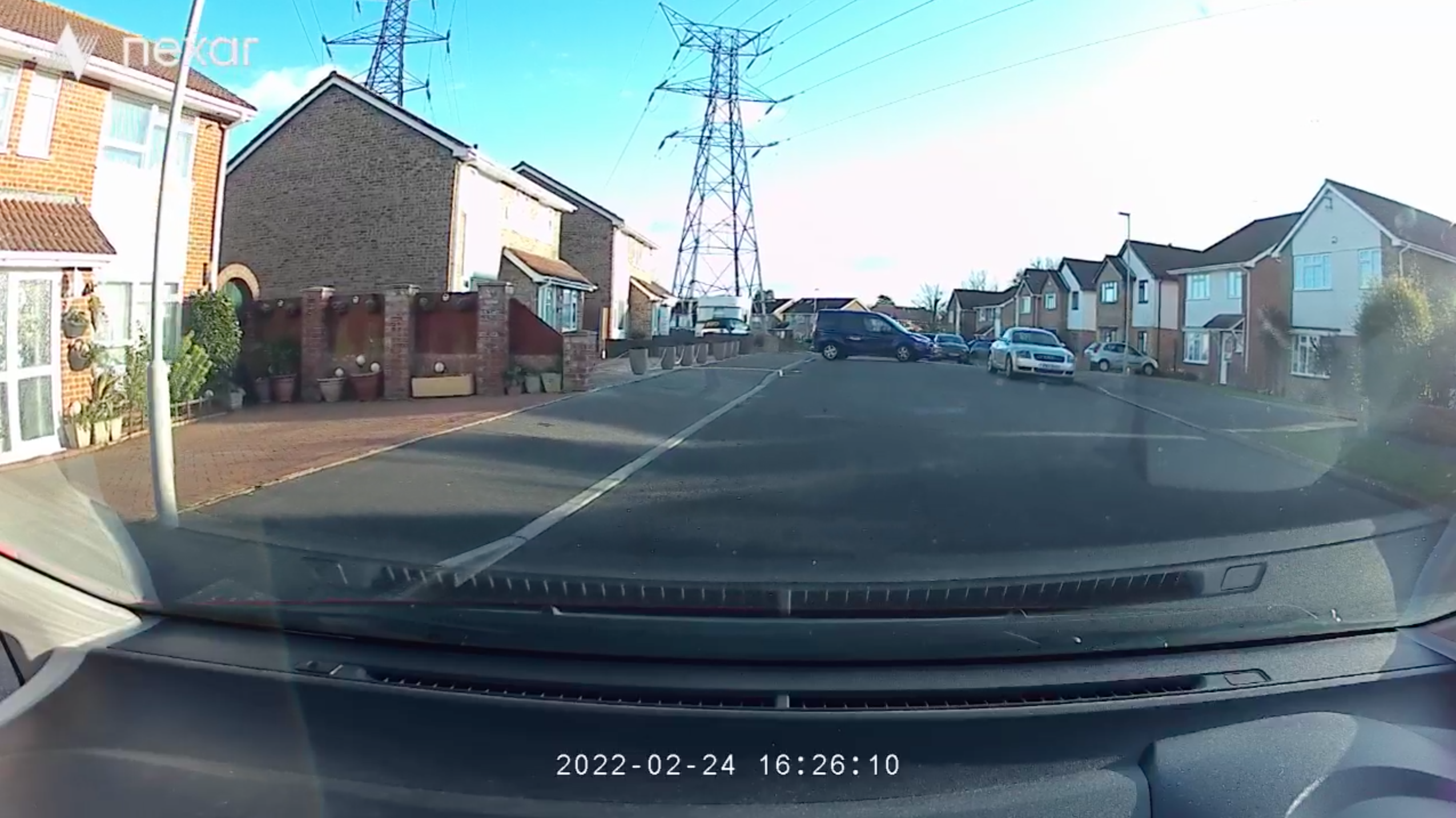 A dash cam's view of a road