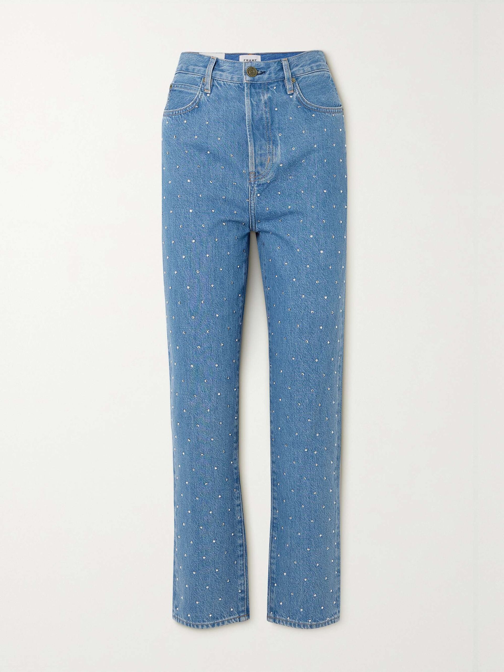 + Net Sustain Le Mec Crystal-Embellished High-Rise Slim-Leg Jeans