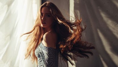 flowing hair in wind