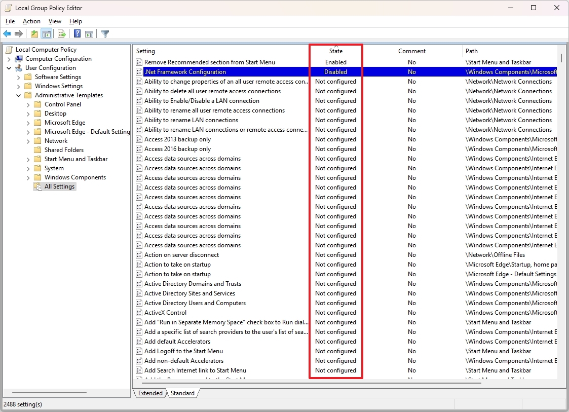 User Configuration policies