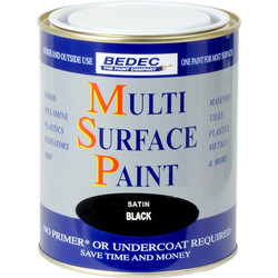 Bedec Multi Surface Paint Satin Black 750ml