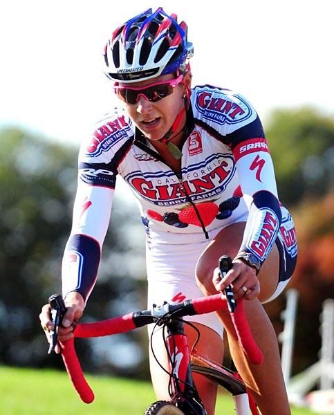 Meredith Miller (California Giant Berries) riding fourth again in her second cross race of the year.