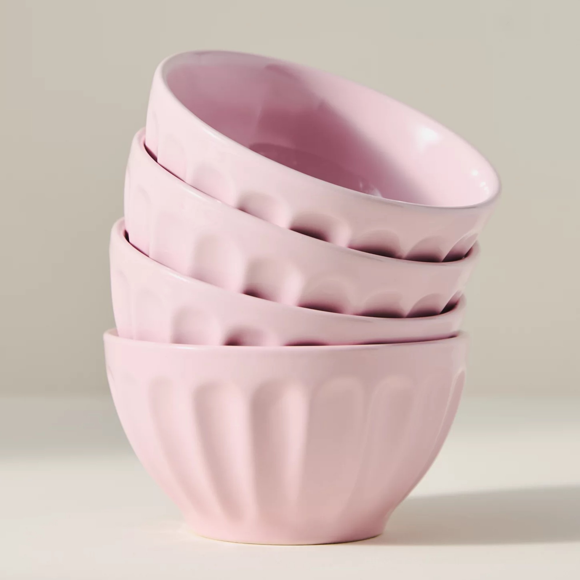 Anthropologie Amelie Latte Cereal Bowls, Set of 4