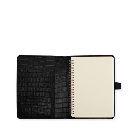 A5 Snap Spiral Journal Black Croc