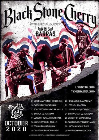 Black Stone Cherry UK 2020 tour poster