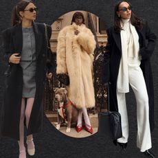 the best items for a winter capsule wardrobe shown in a collage of women's winter outfits 