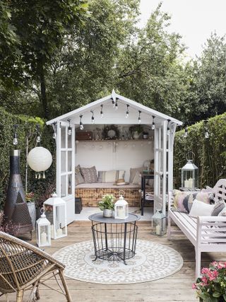 covered seating area in small garden ideas