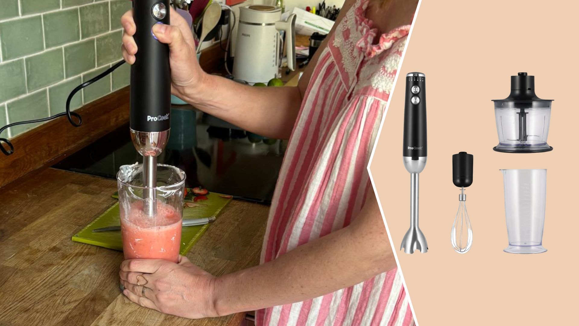 The Procook Hand Blender pictured during testing in Emily Light's home kitchen