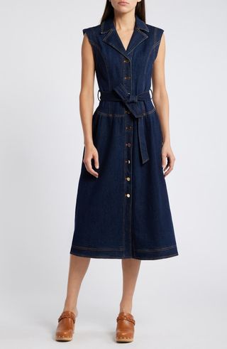 Sleeveless Denim Midi Dress