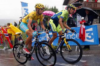 Vincenzo Nibali and Alberto Contador on stage eight of the 2014 Tour de France