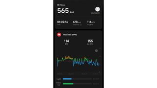 A screenshot of workout stats from Mi Fitness app