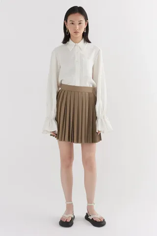 Laura Pitharas + Contrast Pleated Skirt