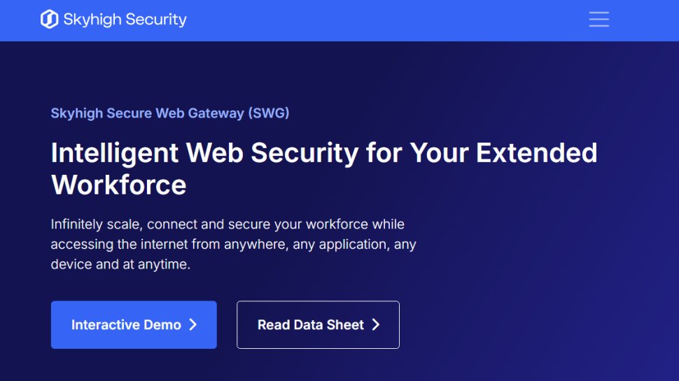 Website screenshot of Secure Web Gateway (August, 2025)