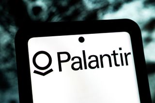 Palantir Company Brand Logo on Screen with Vibrant Website Background