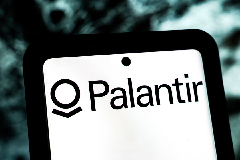 Palantir Company Brand Logo on Screen with Vibrant Website Background