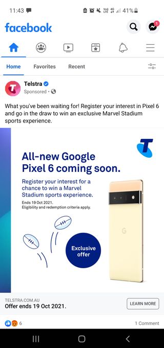 Google Pixel 6 Telstra advert mentioning October 19