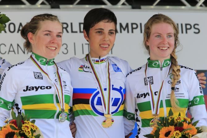 Severine Eraud (France) takes gold with Alexandria Nicholls, Alexandra Manly on the podium