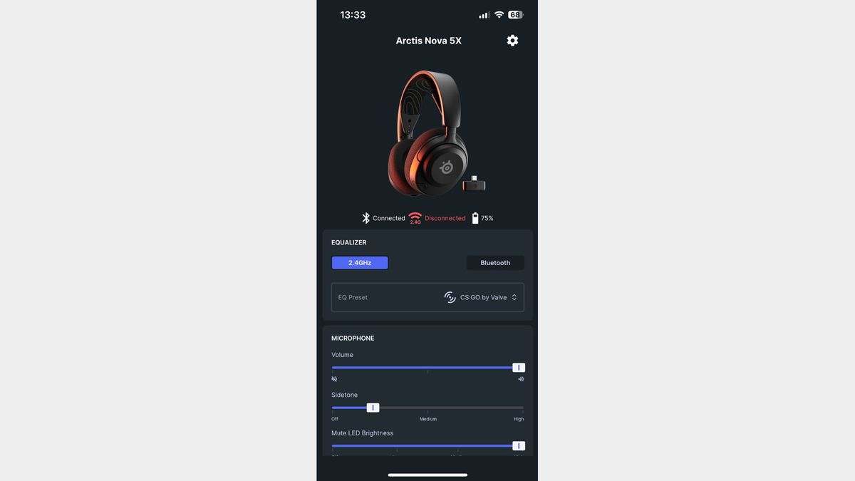 SteelSeries Arctis Nova 5 companion app running on iOS
