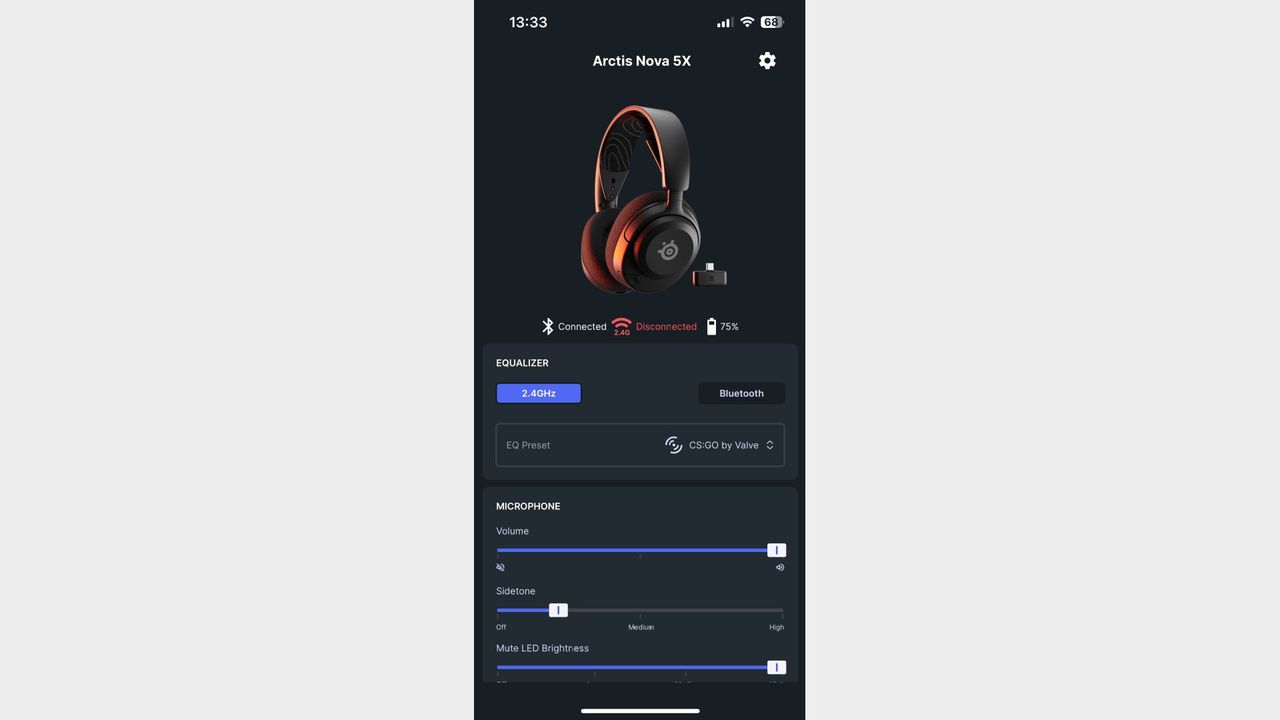 SteelSeries Arctis Nova 5 companion app running on iOS