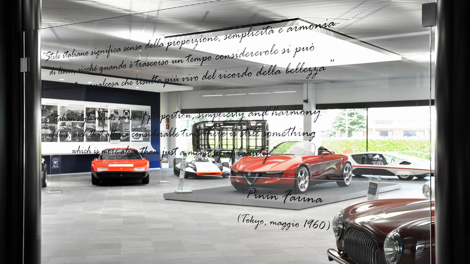 Views of Pininfarina's Collection, which houses the company's automotive greatest hits