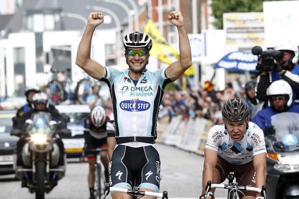 Tom Boonen celebrates his win in Geel