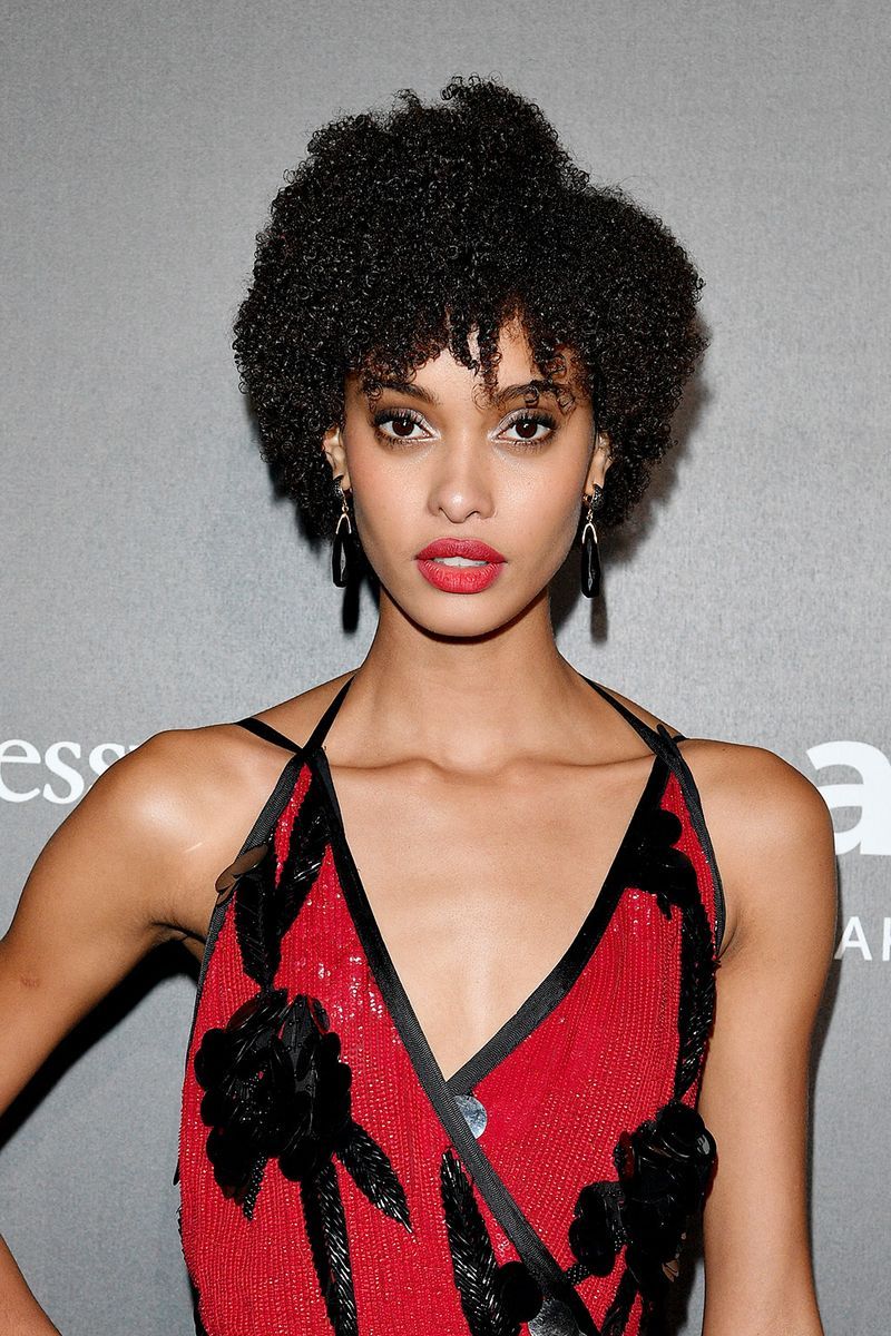 Hair, Hairstyle, Clothing, Black hair, Beauty, Lip, Fashion model, Fashion, Afro, Dress,