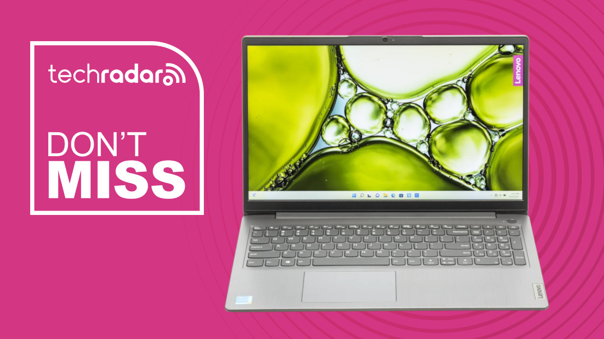 The Lenovo IdeaPad 3i Chromebook on a pink background with the text 'DON'T MISS'.