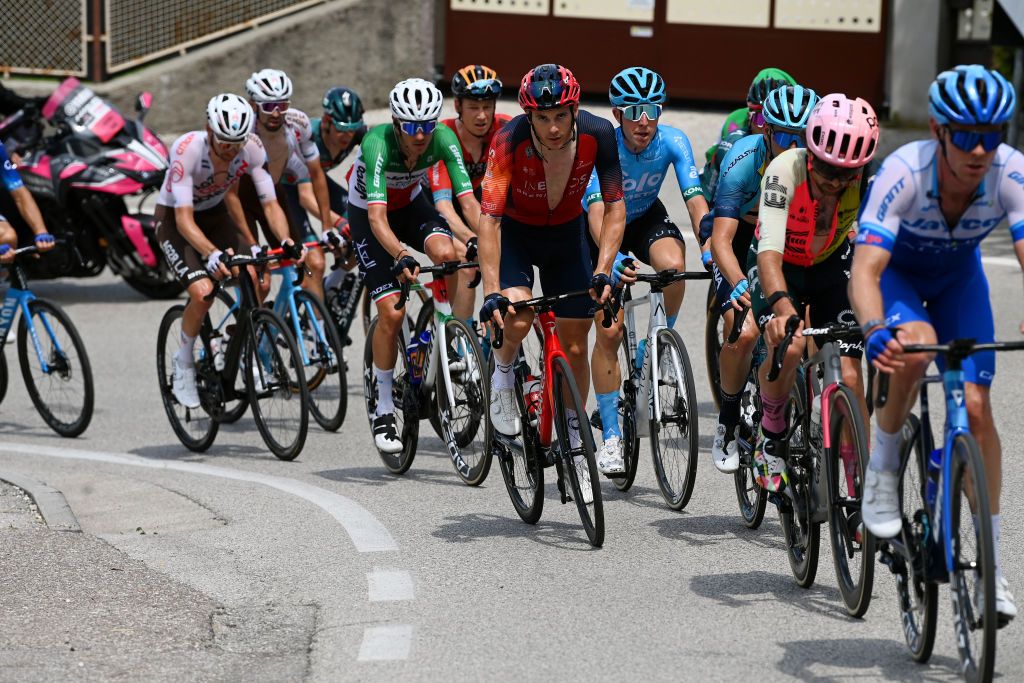MONTE BONDONE ITALY MAY 23 Ben Swift of The United Kingdom and Team INEOS Grenadiers competes in the breakaway during the 106th Giro dItalia 2023 Stage 16 a 203km stage from Sabbio Chiese to Monte Bondone 1642m UCIWT on May 23 2023 in Monte Bondone Italy Photo by Tim de WaeleGetty Images