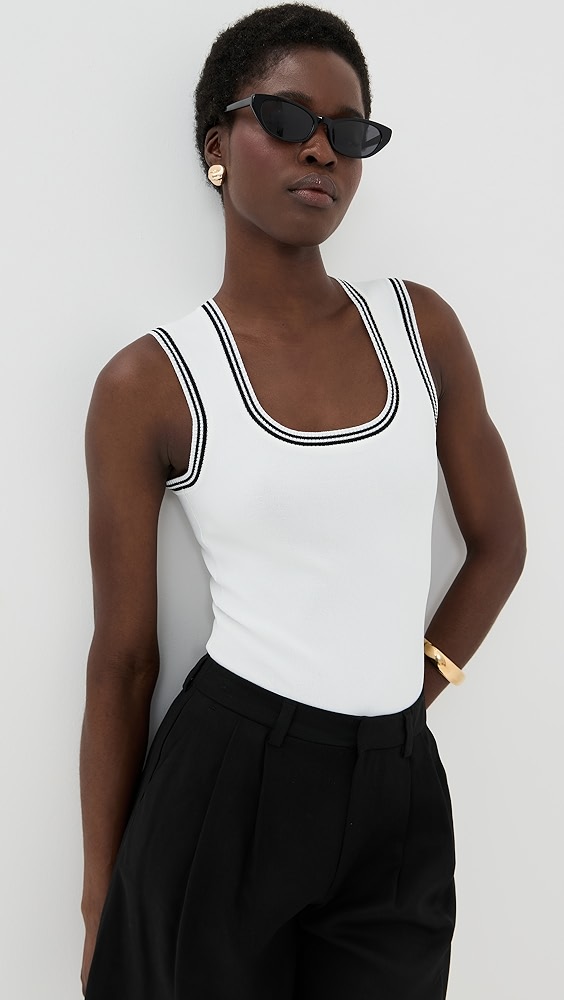 Le Bop Ringer Square Neck Tank Bodysuit