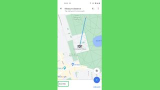 How to measure distance with Google Maps on mobile step 4: Drag and move map to place next point. Distance between first and last points appears in bottom left