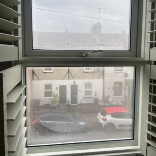 Window with condensation on it