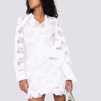 Self-Portrait Floral-lace Broderie Wrap Dress, £330 | Farfetch