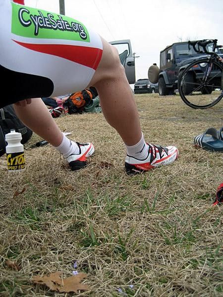 These are Jered's legs that are learning what it is to go hard and win a race