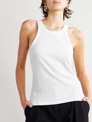 + Net Sustain Curved Ribbed Stretch Organic Cotton-Jersey Tank