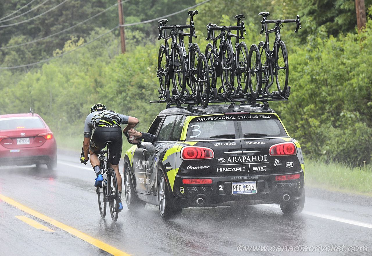 Taking on feed during stage 2 at Tour de Beauce