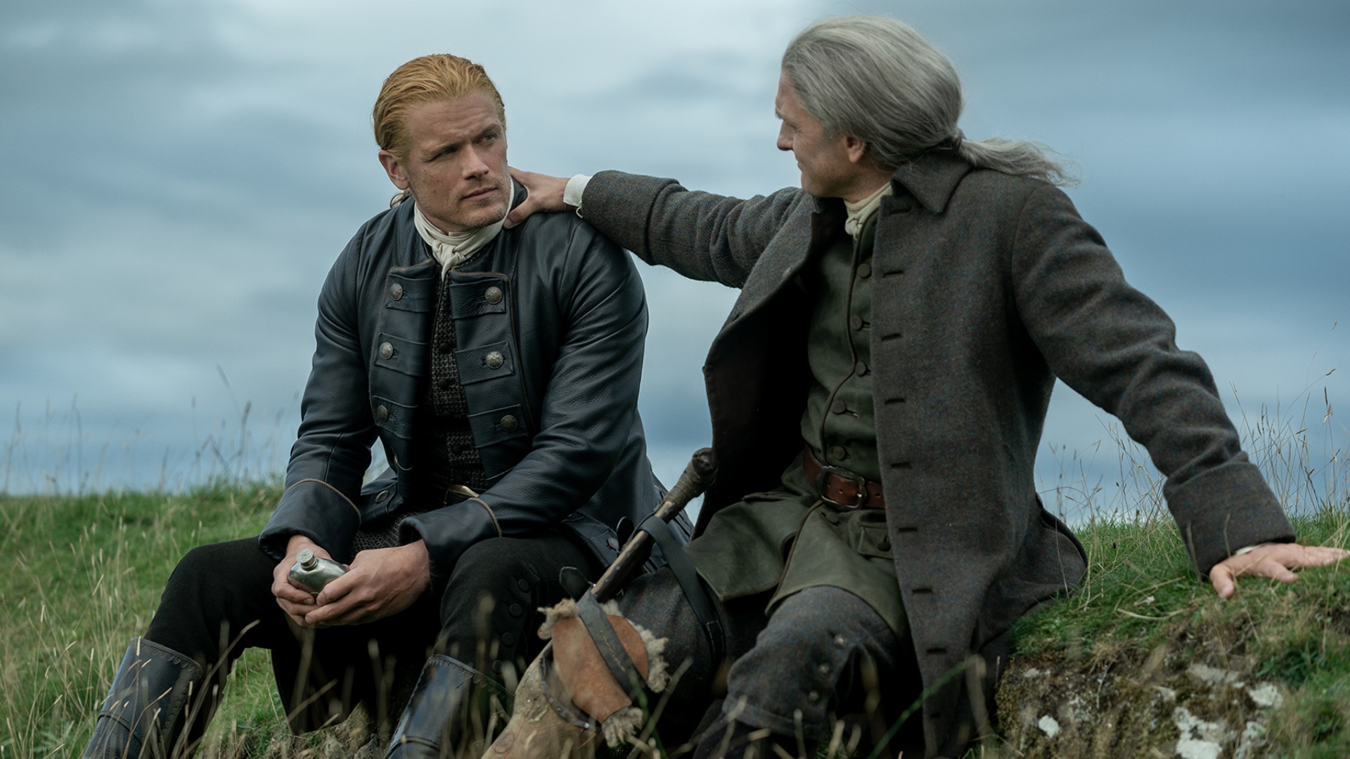 Jamie is comforted in Outlander season 7