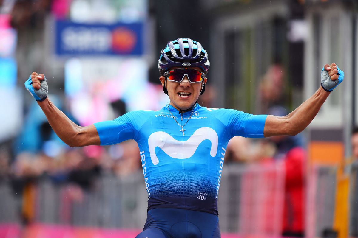 Richard Carapaz (Movistar) wins stage 14 of the Giro d'Italia
