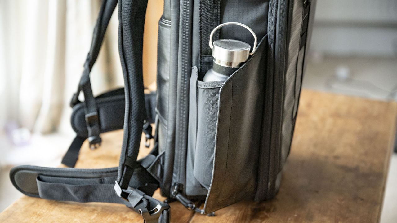 Water bottle holder of the Gomatic McKinnon Camera Pack 35L