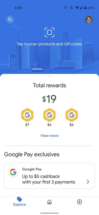 Google Pay Explore Screen