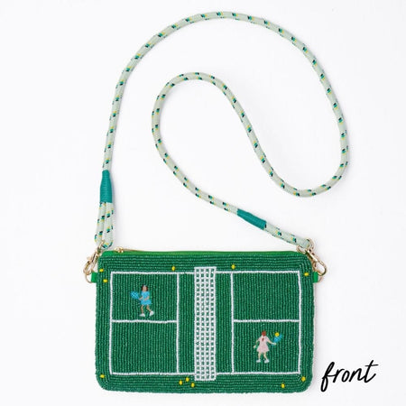 Leila Tennis Seed Bead Clutch With Strap