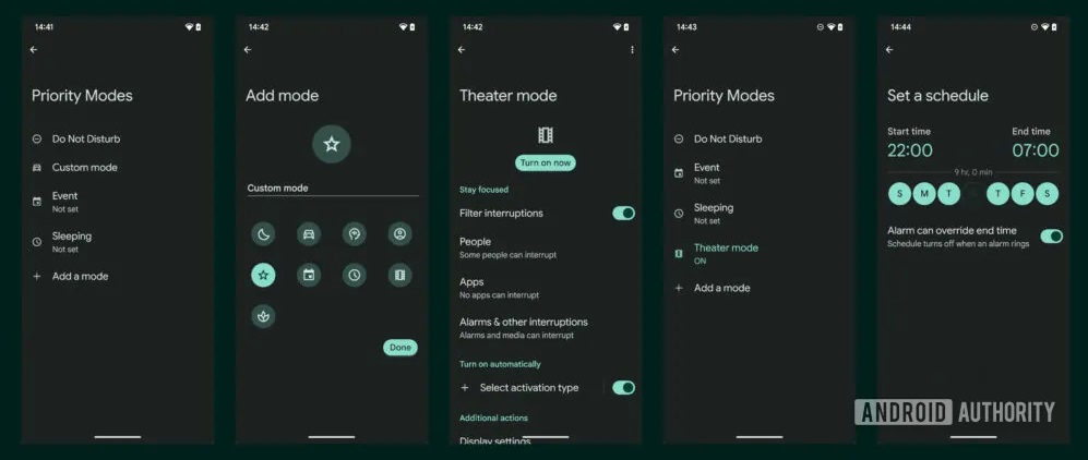 A look at custom mode creation in Android 15's "Priority Mode."