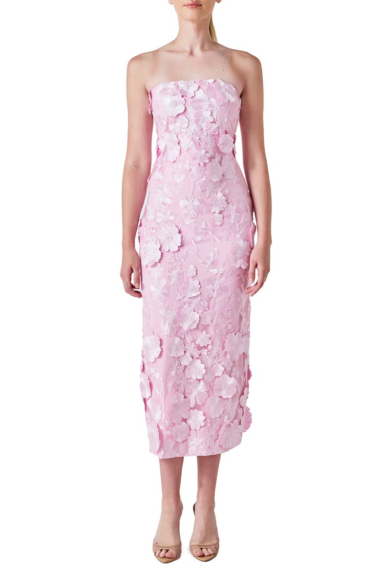 3d Appliqué Strapless Maxi Dress