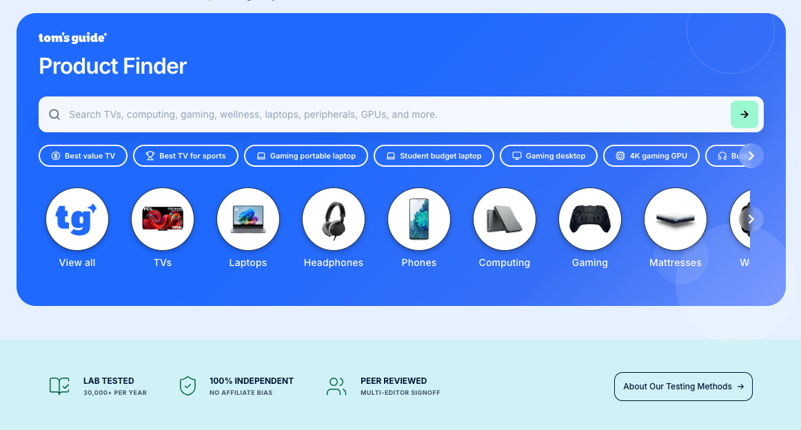 Tom's Guide product finder