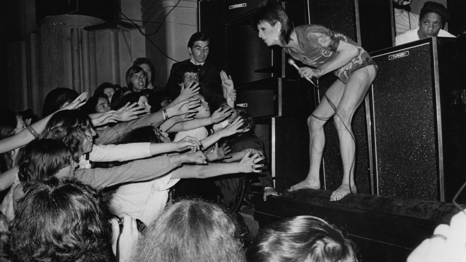 David Bowie in concert at the Hammersmith Odeon, on 3rd July 1973, the last concert performed in the guise of his spacerocker character Ziggy Stardust.