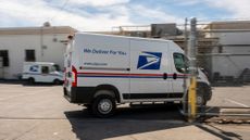 A USPS delivery truck is seen in Tracy, California. 