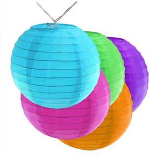 coloured paper lanterns with lights